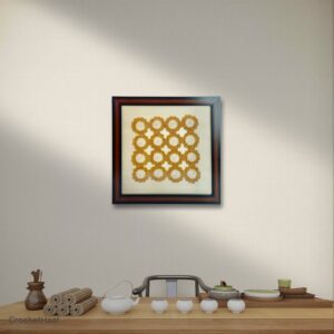 Metallic Golden Square Crochet Art