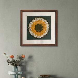 Whimsical Green & Yellow Crochet Framed Art