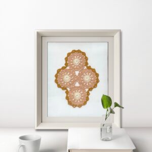 Crochet Diamonds in Gradient Brown: Framed Vintage Crochet Art