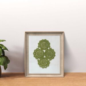 Crochet Diamonds in Rustic Green: Framed Vintage Crochet Art