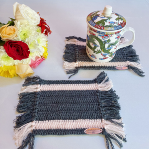 Whispers of Grey: Crochet Mug Rugs (Set of 2)