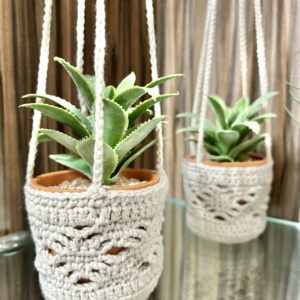 Mystic Beige Crochet Planters (Set of 2)