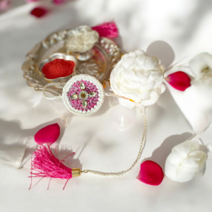 Exquisite Crochet Rakhi with Intricate Stone Embellishments