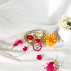 Exquisite Crochet Rakhi with Intricate Stone Embellishments