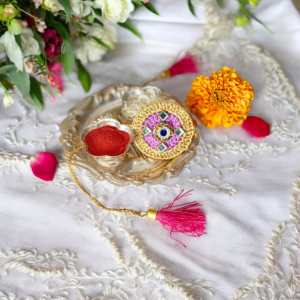 Exquisite Crochet Rakhi with Intricate Stone Embellishments