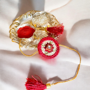 Exquisite Crochet Rakhi with Intricate Stone Embellishments